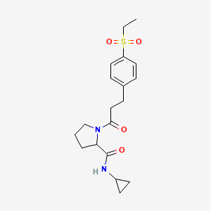 molecular formula C19H26N2O4S B7153047 N-cyclopropyl-1-[3-(4-ethylsulfonylphenyl)propanoyl]pyrrolidine-2-carboxamide 