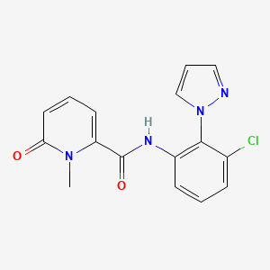 molecular formula C16H13ClN4O2 B7153065 N-(3-chloro-2-pyrazol-1-ylphenyl)-1-methyl-6-oxopyridine-2-carboxamide 