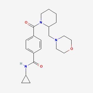 molecular formula C21H29N3O3 B7153152 N-cyclopropyl-4-[2-(morpholin-4-ylmethyl)piperidine-1-carbonyl]benzamide 
