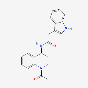 molecular formula C21H21N3O2 B7153287 N-(1-acetyl-3,4-dihydro-2H-quinolin-4-yl)-2-(1H-indol-3-yl)acetamide 