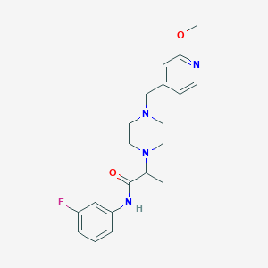 molecular formula C20H25FN4O2 B7153339 N-(3-fluorophenyl)-2-[4-[(2-methoxypyridin-4-yl)methyl]piperazin-1-yl]propanamide 