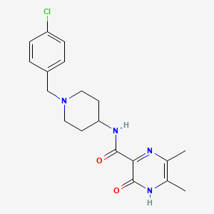 molecular formula C19H23ClN4O2 B7153370 N-[1-[(4-chlorophenyl)methyl]piperidin-4-yl]-5,6-dimethyl-2-oxo-1H-pyrazine-3-carboxamide 