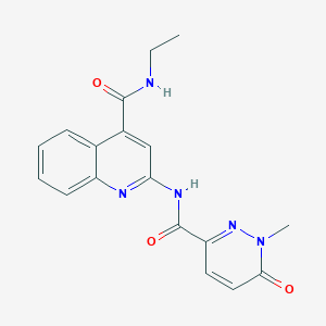 molecular formula C18H17N5O3 B7153385 N-ethyl-2-[(1-methyl-6-oxopyridazine-3-carbonyl)amino]quinoline-4-carboxamide 