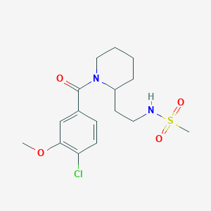 molecular formula C16H23ClN2O4S B7153523 N-[2-[1-(4-chloro-3-methoxybenzoyl)piperidin-2-yl]ethyl]methanesulfonamide 