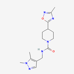 molecular formula C15H22N6O2 B7153543 N-[(1,5-dimethylpyrazol-4-yl)methyl]-4-(3-methyl-1,2,4-oxadiazol-5-yl)piperidine-1-carboxamide 