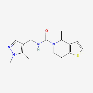molecular formula C15H20N4OS B7153712 N-[(1,5-dimethylpyrazol-4-yl)methyl]-4-methyl-6,7-dihydro-4H-thieno[3,2-c]pyridine-5-carboxamide 