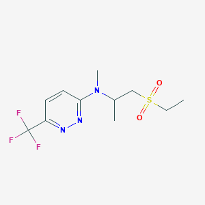 molecular formula C11H16F3N3O2S B7153743 N-(1-ethylsulfonylpropan-2-yl)-N-methyl-6-(trifluoromethyl)pyridazin-3-amine 