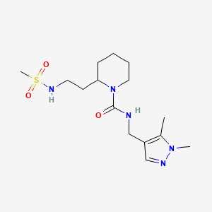 molecular formula C15H27N5O3S B7153785 N-[(1,5-dimethylpyrazol-4-yl)methyl]-2-[2-(methanesulfonamido)ethyl]piperidine-1-carboxamide 