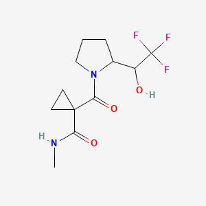 molecular formula C12H17F3N2O3 B7153803 N-methyl-1-[2-(2,2,2-trifluoro-1-hydroxyethyl)pyrrolidine-1-carbonyl]cyclopropane-1-carboxamide 