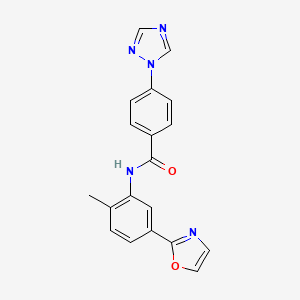 molecular formula C19H15N5O2 B7153888 N-[2-methyl-5-(1,3-oxazol-2-yl)phenyl]-4-(1,2,4-triazol-1-yl)benzamide 