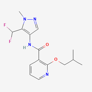 molecular formula C15H18F2N4O2 B7153900 N-[5-(difluoromethyl)-1-methylpyrazol-4-yl]-2-(2-methylpropoxy)pyridine-3-carboxamide 
