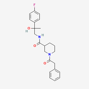 molecular formula C23H27FN2O3 B7153969 N-[2-(4-fluorophenyl)-2-hydroxypropyl]-1-(2-phenylacetyl)piperidine-3-carboxamide 