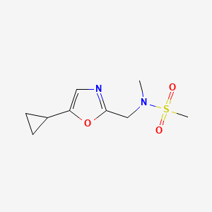 molecular formula C9H14N2O3S B7154111 N-[(5-cyclopropyl-1,3-oxazol-2-yl)methyl]-N-methylmethanesulfonamide 