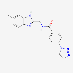 molecular formula C18H16N6O B7154135 N-[(6-methyl-1H-benzimidazol-2-yl)methyl]-4-(triazol-1-yl)benzamide 