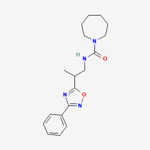 molecular formula C18H24N4O2 B7154216 N-[2-(3-phenyl-1,2,4-oxadiazol-5-yl)propyl]azepane-1-carboxamide 