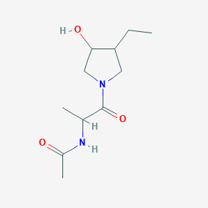 molecular formula C11H20N2O3 B7154287 N-[1-(3-ethyl-4-hydroxypyrrolidin-1-yl)-1-oxopropan-2-yl]acetamide 