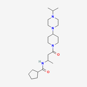 molecular formula C22H40N4O2 B7154307 N-[4-oxo-4-[4-(4-propan-2-ylpiperazin-1-yl)piperidin-1-yl]butan-2-yl]cyclopentanecarboxamide 