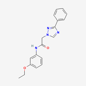molecular formula C18H18N4O2 B7154558 N-(3-ethoxyphenyl)-2-(3-phenyl-1,2,4-triazol-1-yl)acetamide 
