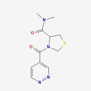 molecular formula C11H14N4O2S B7154603 N,N-dimethyl-3-(pyridazine-4-carbonyl)-1,3-thiazolidine-4-carboxamide 