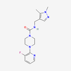molecular formula C16H21FN6O B7154680 N-[(1,5-dimethylpyrazol-4-yl)methyl]-4-(3-fluoropyridin-2-yl)piperazine-1-carboxamide 