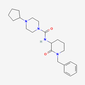 molecular formula C22H32N4O2 B7154759 N-(1-benzyl-2-oxopiperidin-3-yl)-4-cyclopentylpiperazine-1-carboxamide 