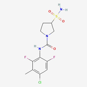 molecular formula C12H14ClF2N3O3S B7154795 N-(4-chloro-2,6-difluoro-3-methylphenyl)-3-sulfamoylpyrrolidine-1-carboxamide 