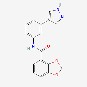 molecular formula C17H13N3O3 B7154957 N-[3-(1H-pyrazol-4-yl)phenyl]-1,3-benzodioxole-4-carboxamide 