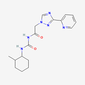 molecular formula C17H22N6O2 B7154990 N-[(2-methylcyclohexyl)carbamoyl]-2-(3-pyridin-2-yl-1,2,4-triazol-1-yl)acetamide 
