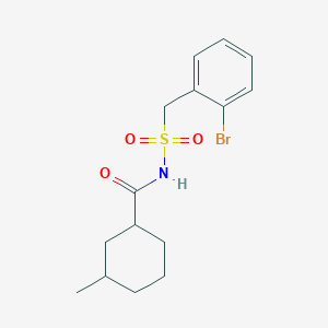 molecular formula C15H20BrNO3S B7154993 N-[(2-bromophenyl)methylsulfonyl]-3-methylcyclohexane-1-carboxamide 