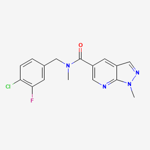 molecular formula C16H14ClFN4O B7155086 N-[(4-chloro-3-fluorophenyl)methyl]-N,1-dimethylpyrazolo[3,4-b]pyridine-5-carboxamide 
