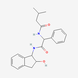molecular formula C22H26N2O3 B7155218 N-[2-[(2-hydroxy-2,3-dihydro-1H-inden-1-yl)amino]-2-oxo-1-phenylethyl]-3-methylbutanamide 