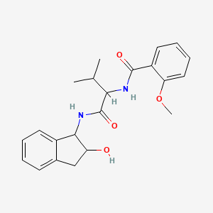 molecular formula C22H26N2O4 B7155236 N-[1-[(2-hydroxy-2,3-dihydro-1H-inden-1-yl)amino]-3-methyl-1-oxobutan-2-yl]-2-methoxybenzamide 