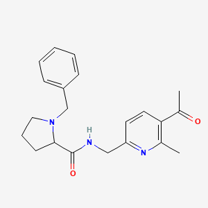 molecular formula C21H25N3O2 B7155294 N-[(5-acetyl-6-methylpyridin-2-yl)methyl]-1-benzylpyrrolidine-2-carboxamide 