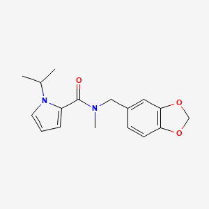 molecular formula C17H20N2O3 B7155333 N-(1,3-benzodioxol-5-ylmethyl)-N-methyl-1-propan-2-ylpyrrole-2-carboxamide 