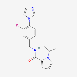 molecular formula C18H19FN4O B7155442 N-[(3-fluoro-4-imidazol-1-ylphenyl)methyl]-1-propan-2-ylpyrrole-2-carboxamide 