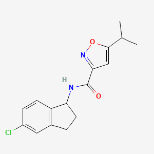 molecular formula C16H17ClN2O2 B7155465 N-(5-chloro-2,3-dihydro-1H-inden-1-yl)-5-propan-2-yl-1,2-oxazole-3-carboxamide 