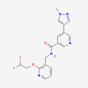 molecular formula C18H17F2N5O2 B7155480 N-[[2-(2,2-difluoroethoxy)pyridin-3-yl]methyl]-5-(1-methylpyrazol-4-yl)pyridine-3-carboxamide 