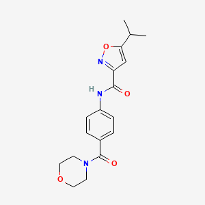 molecular formula C18H21N3O4 B7155584 N-[4-(morpholine-4-carbonyl)phenyl]-5-propan-2-yl-1,2-oxazole-3-carboxamide 