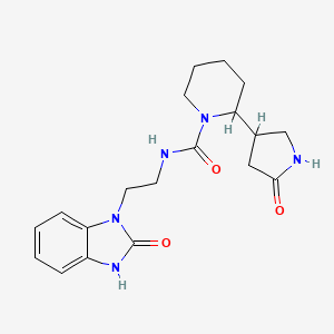 molecular formula C19H25N5O3 B7155658 N-[2-(2-oxo-3H-benzimidazol-1-yl)ethyl]-2-(5-oxopyrrolidin-3-yl)piperidine-1-carboxamide 