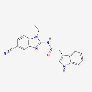 molecular formula C20H17N5O B7155691 N-(5-cyano-1-ethylbenzimidazol-2-yl)-2-(1H-indol-3-yl)acetamide 