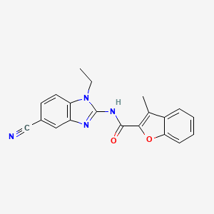 molecular formula C20H16N4O2 B7155710 N-(5-cyano-1-ethylbenzimidazol-2-yl)-3-methyl-1-benzofuran-2-carboxamide 