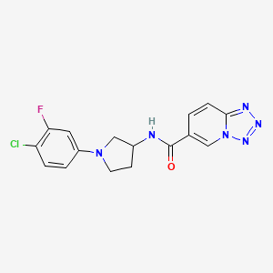 molecular formula C16H14ClFN6O B7155716 N-[1-(4-chloro-3-fluorophenyl)pyrrolidin-3-yl]tetrazolo[1,5-a]pyridine-6-carboxamide 