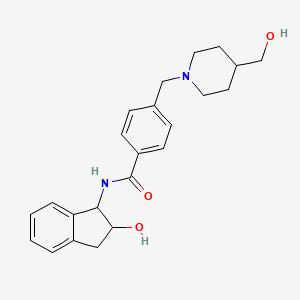molecular formula C23H28N2O3 B7155823 N-(2-hydroxy-2,3-dihydro-1H-inden-1-yl)-4-[[4-(hydroxymethyl)piperidin-1-yl]methyl]benzamide 