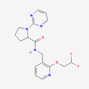molecular formula C17H19F2N5O2 B7155907 N-[[2-(2,2-difluoroethoxy)pyridin-3-yl]methyl]-1-pyrimidin-2-ylpyrrolidine-2-carboxamide 