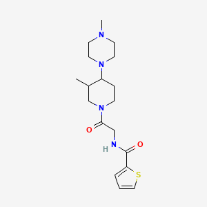 molecular formula C18H28N4O2S B7155920 N-[2-[3-methyl-4-(4-methylpiperazin-1-yl)piperidin-1-yl]-2-oxoethyl]thiophene-2-carboxamide 