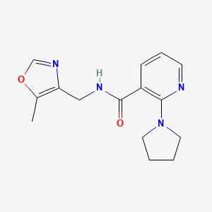 molecular formula C15H18N4O2 B7155980 N-[(5-methyl-1,3-oxazol-4-yl)methyl]-2-pyrrolidin-1-ylpyridine-3-carboxamide 