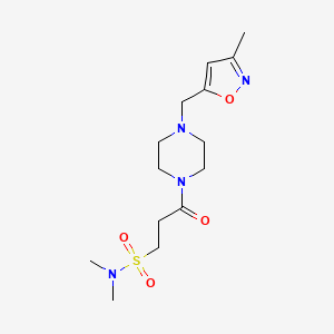 molecular formula C14H24N4O4S B7156013 N,N-dimethyl-3-[4-[(3-methyl-1,2-oxazol-5-yl)methyl]piperazin-1-yl]-3-oxopropane-1-sulfonamide 