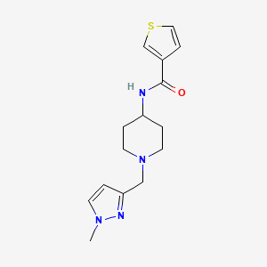 molecular formula C15H20N4OS B7156100 N-[1-[(1-methylpyrazol-3-yl)methyl]piperidin-4-yl]thiophene-3-carboxamide 