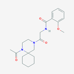 molecular formula C21H29N3O4 B7156185 N-[2-(1-acetyl-1,4-diazaspiro[5.5]undecan-4-yl)-2-oxoethyl]-2-methoxybenzamide 