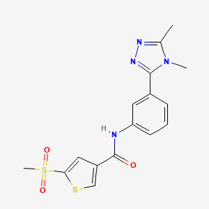 molecular formula C16H16N4O3S2 B7156533 N-[3-(4,5-dimethyl-1,2,4-triazol-3-yl)phenyl]-5-methylsulfonylthiophene-3-carboxamide 
